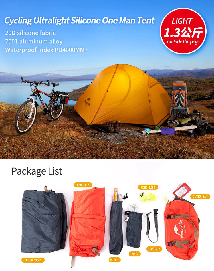 Nature hike Cycling Tent Ultralight 20D Single Person