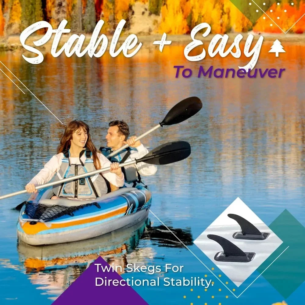 2-Person Inflatable Kayak with Aluminum Oars, High Output Air Pump and Storage Bag