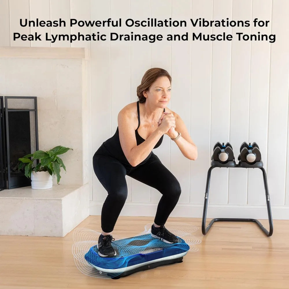 Whole Body Workout Vibration Fitness Platform w/ Loop Bands for Weight Loss & Toning