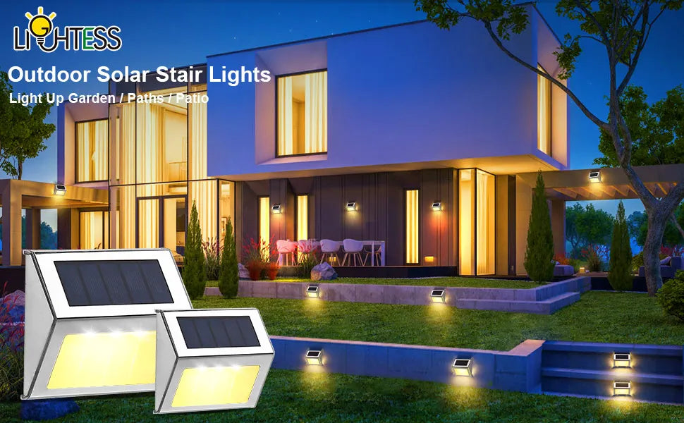 Solar Lights for Steps Deck Solar Outdoor Waterproof Stainless Steel LED
