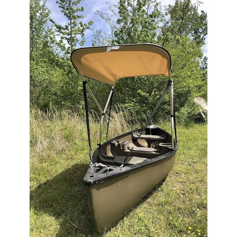 Beige Canoe/Kayak Sun Shade/Canopy Perfect Umbrella To Block UV & Heat Rays and Rain Protection