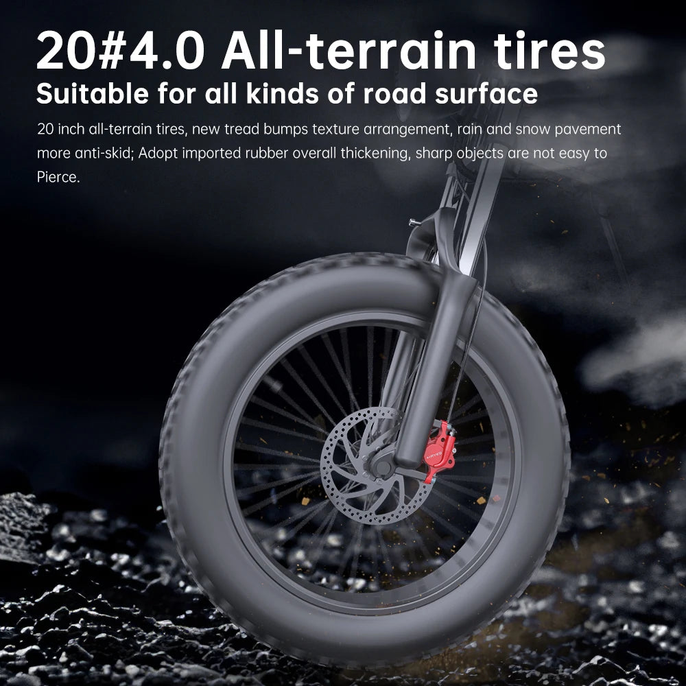 Electric Bike Moped 20 Inch Fat Tire 2000W 48V 10AH Road Aluminum