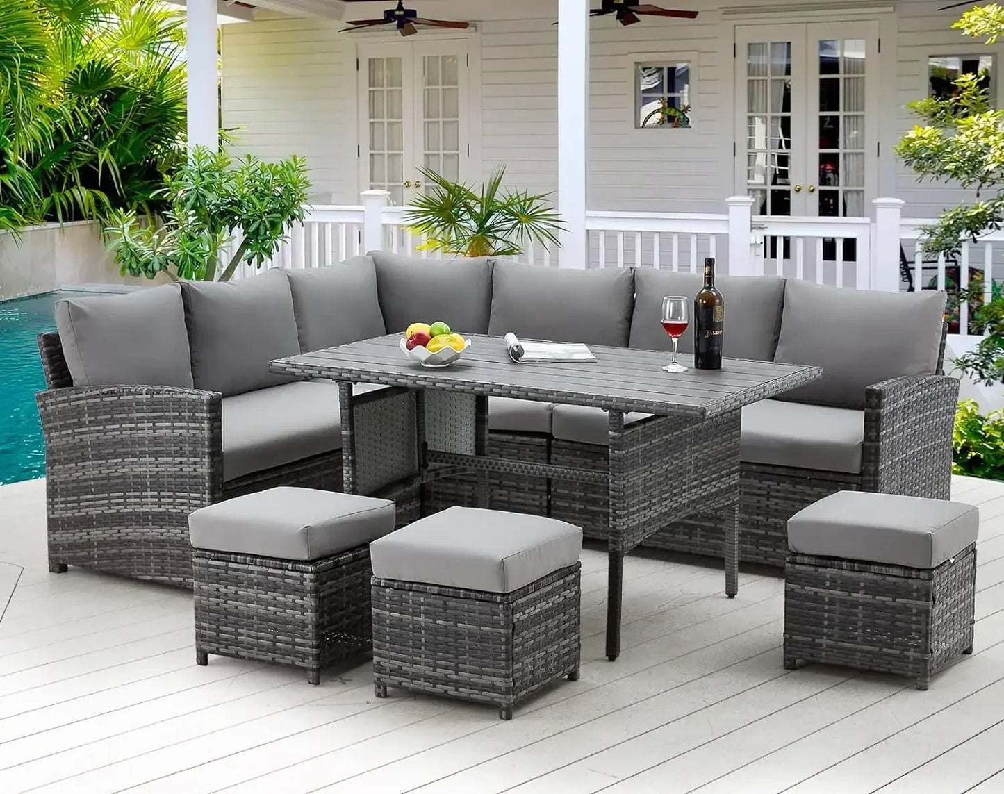 Patio Furniture Set 7 Pieces Outdoor with Dining Table & Chairs