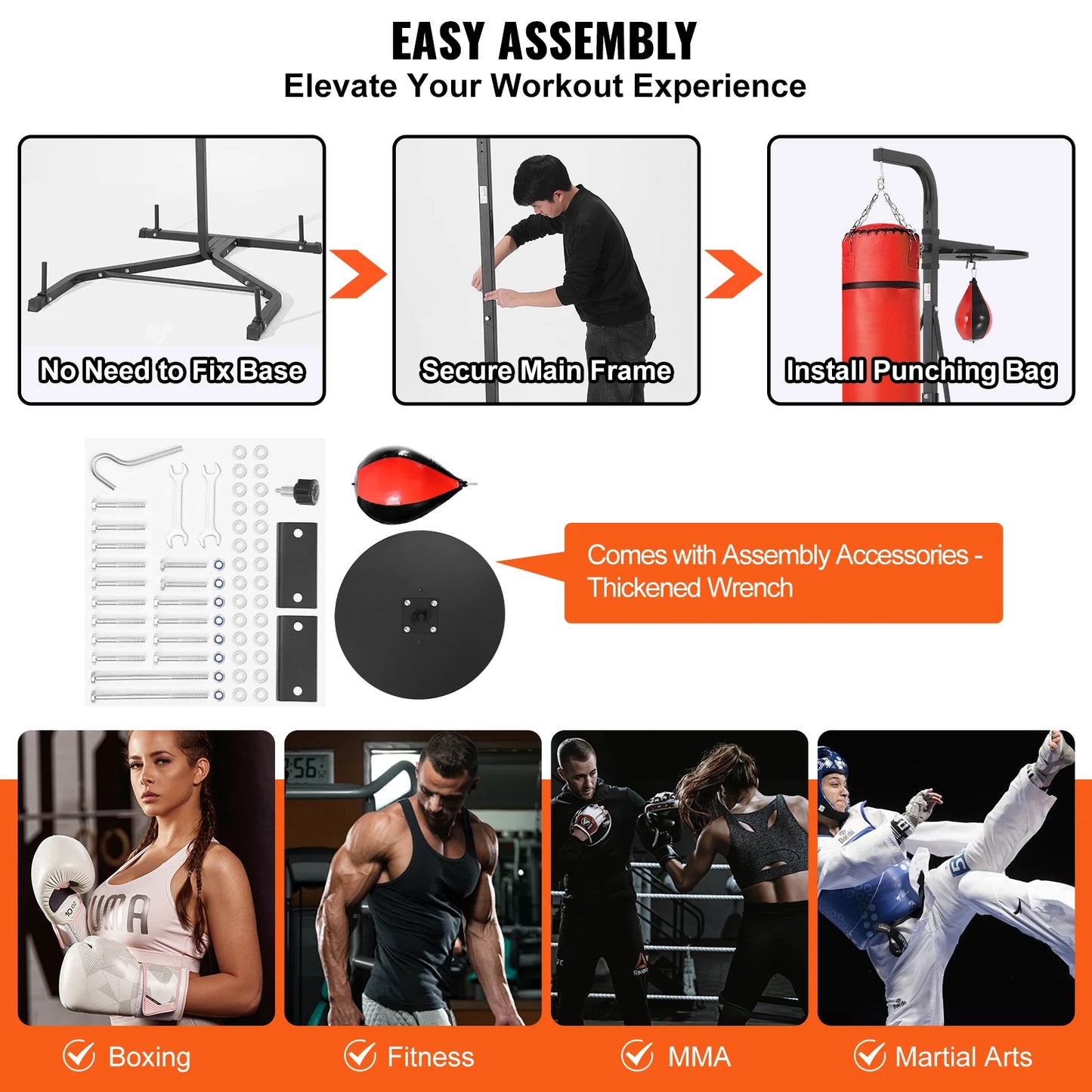 Punching Bag Stand Steel Heavy Duty adjustable Height Holds Up to 400 lbs