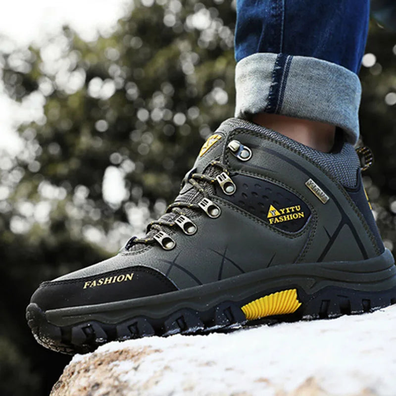 Thick Insulation Men Hiking Waterproof Trekking Boots Mountain Rubber Sole