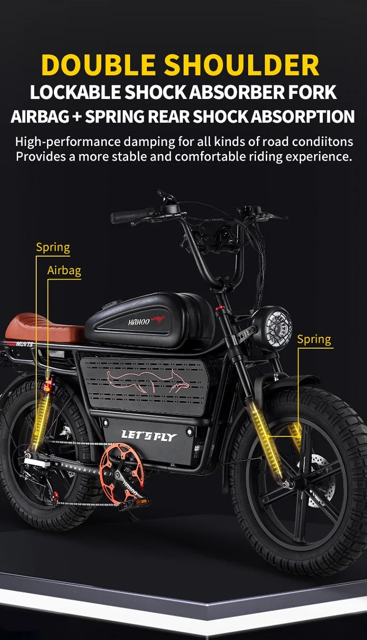 500W 48V 3120Wh Electric Bike All Terrain Full Suspension E-Motorcycle Off-Road