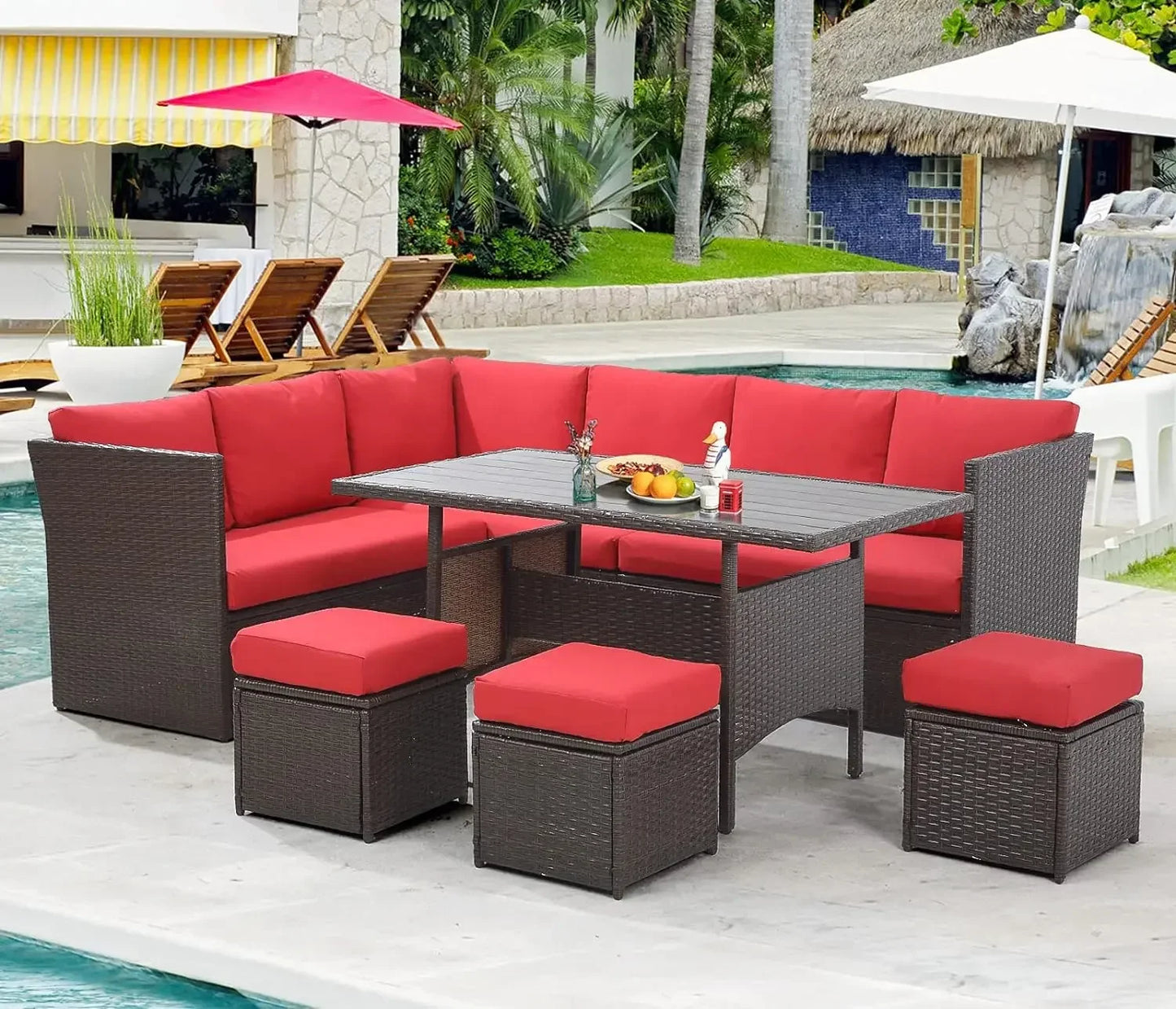 Patio Furniture Set 7 Pieces Outdoor with Dining Table & Chairs