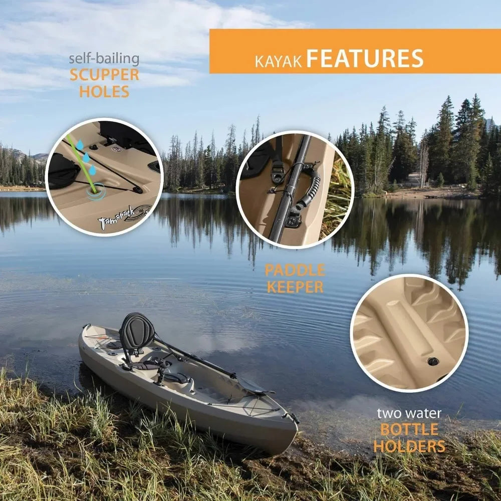 Fishing Kayak, flush mounted fishing pole holders, uv-protected high-density Polyethylene