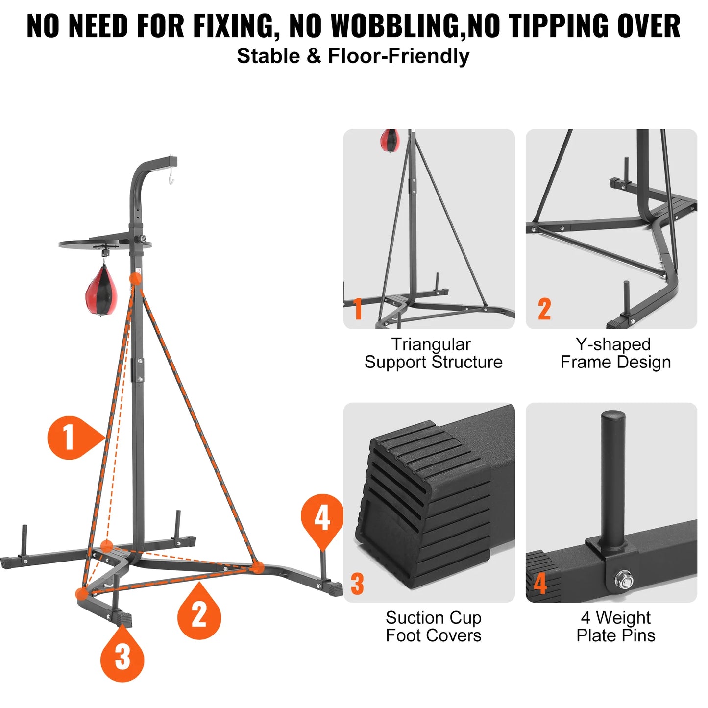 Punching Bag Stand Steel Heavy Duty adjustable Height Holds Up to 400 lbs