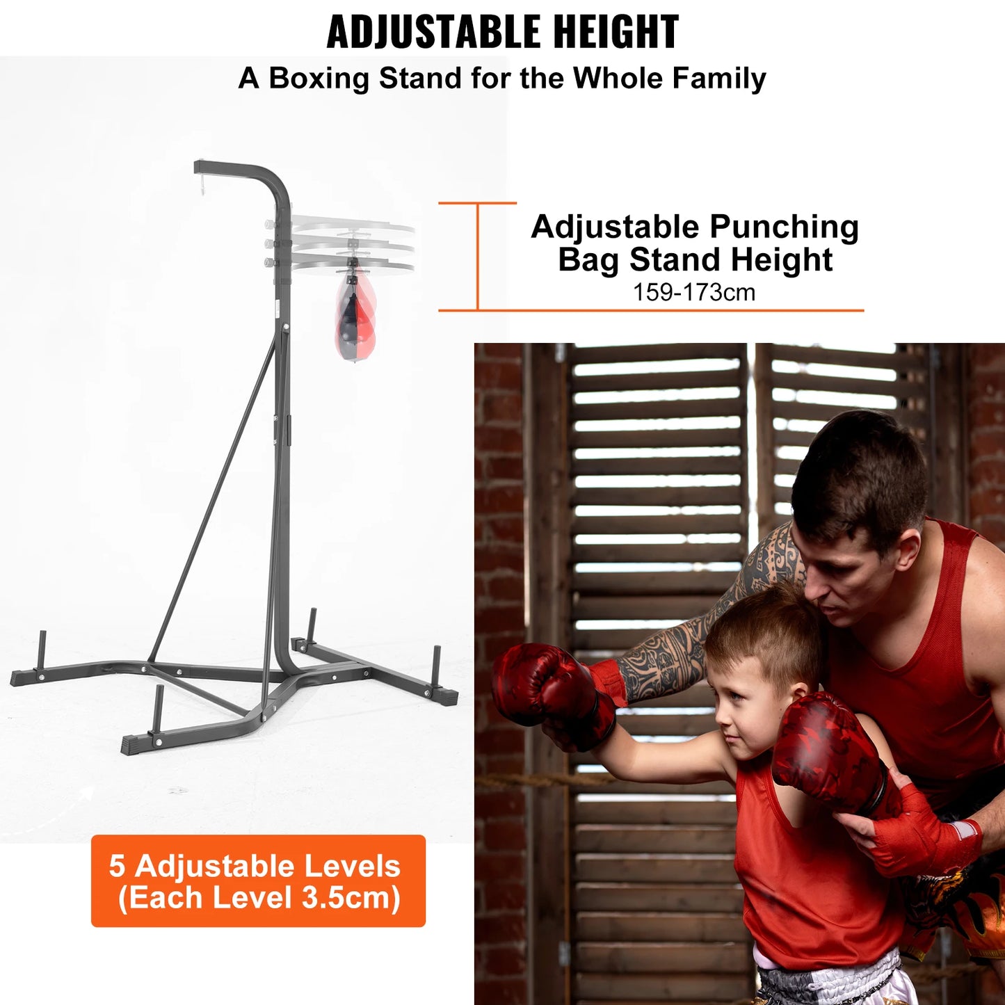 Punching Bag Stand Steel Heavy Duty adjustable Height Holds Up to 400 lbs