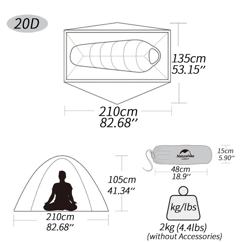Nature hike Cycling Tent Ultralight 20D Single Person