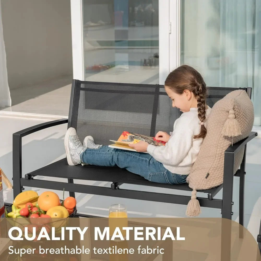 4 Pieces Patio Furniture Lawn Chairs with Glass Coffee Table