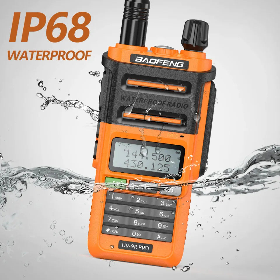 Waterproof Walkie Talkie Dual Band High Power Long Range Radio + Earpiece