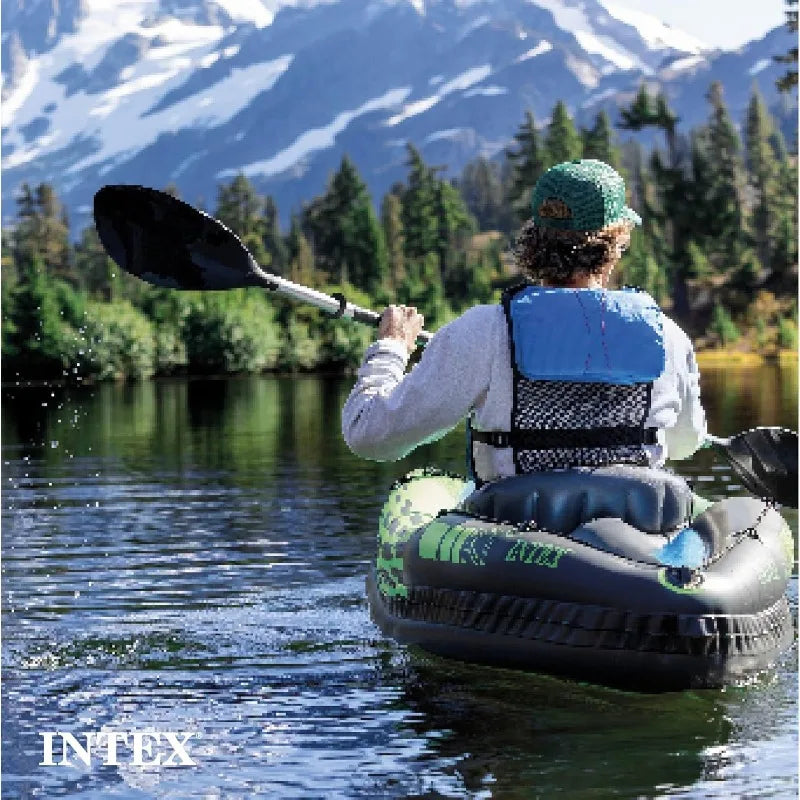 Challenger K1 1 Person Durable Vinyl Streamline with Seat, Backrest, Oar, Pump, Carrying Bag