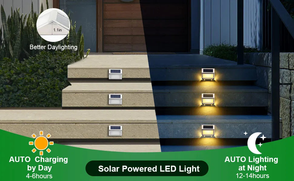 Solar Lights for Steps Deck Solar Outdoor Waterproof Stainless Steel LED
