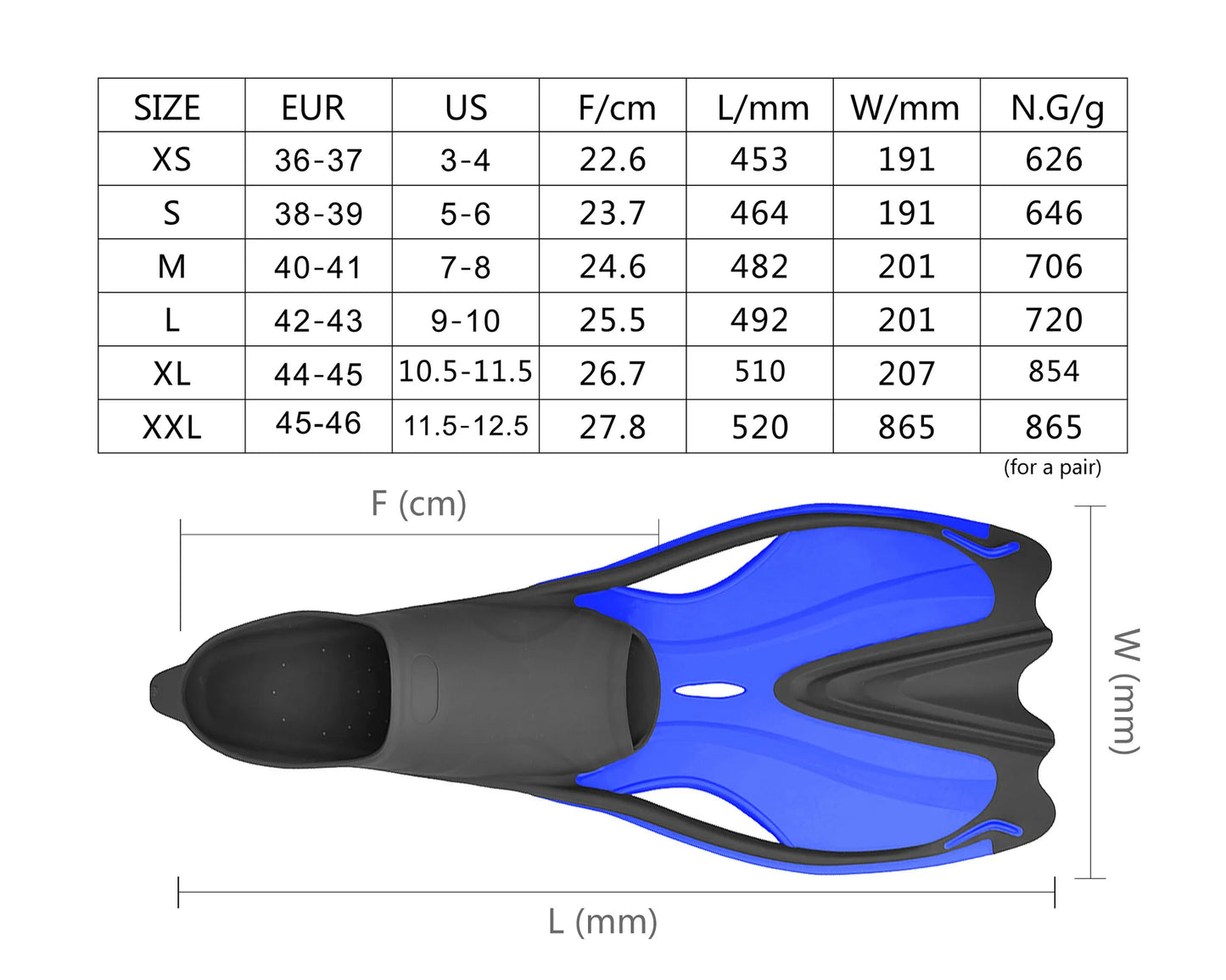 Anti Slip Snorkeling Diving Swimming Fins for Water Sports Adjustable Flippers