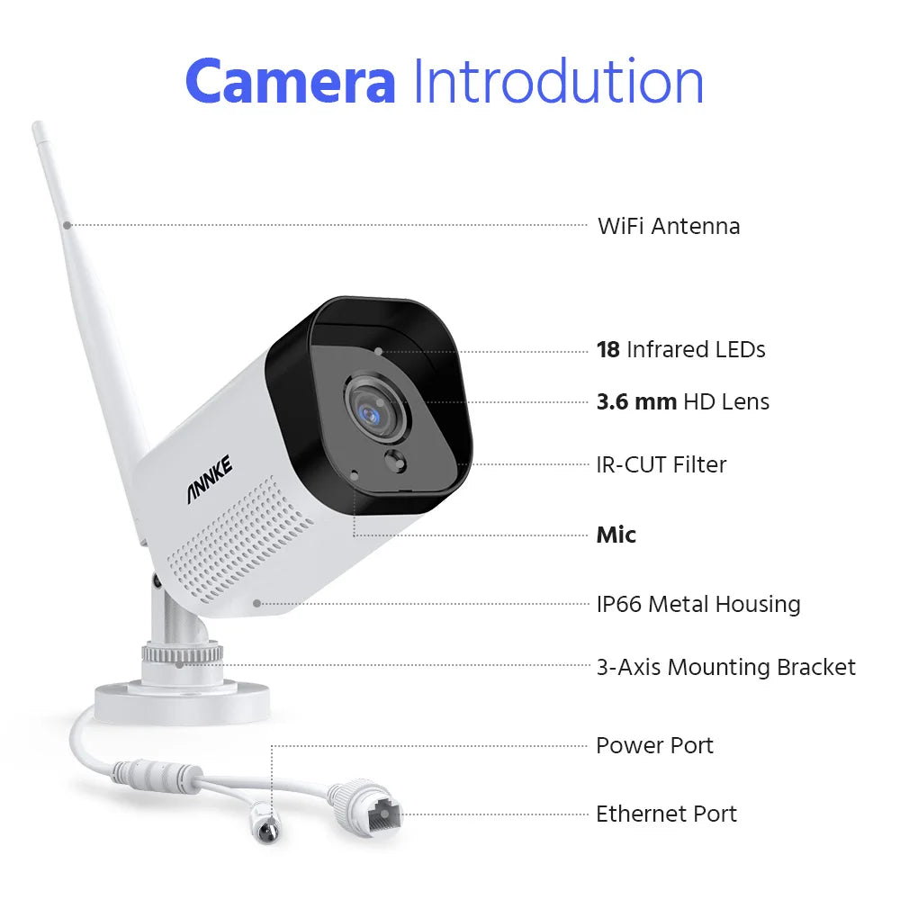 Home WiFi Surveillance Camera IP H.265 Audio Recording Weatherproof Night Vision