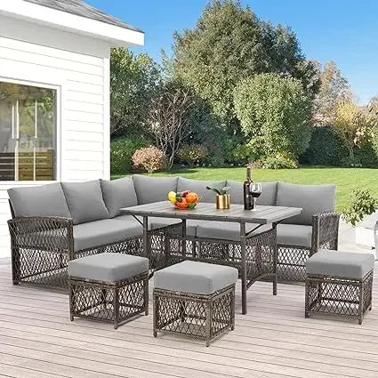 Patio Furniture Set 7 Pieces Outdoor with Dining Table & Chairs