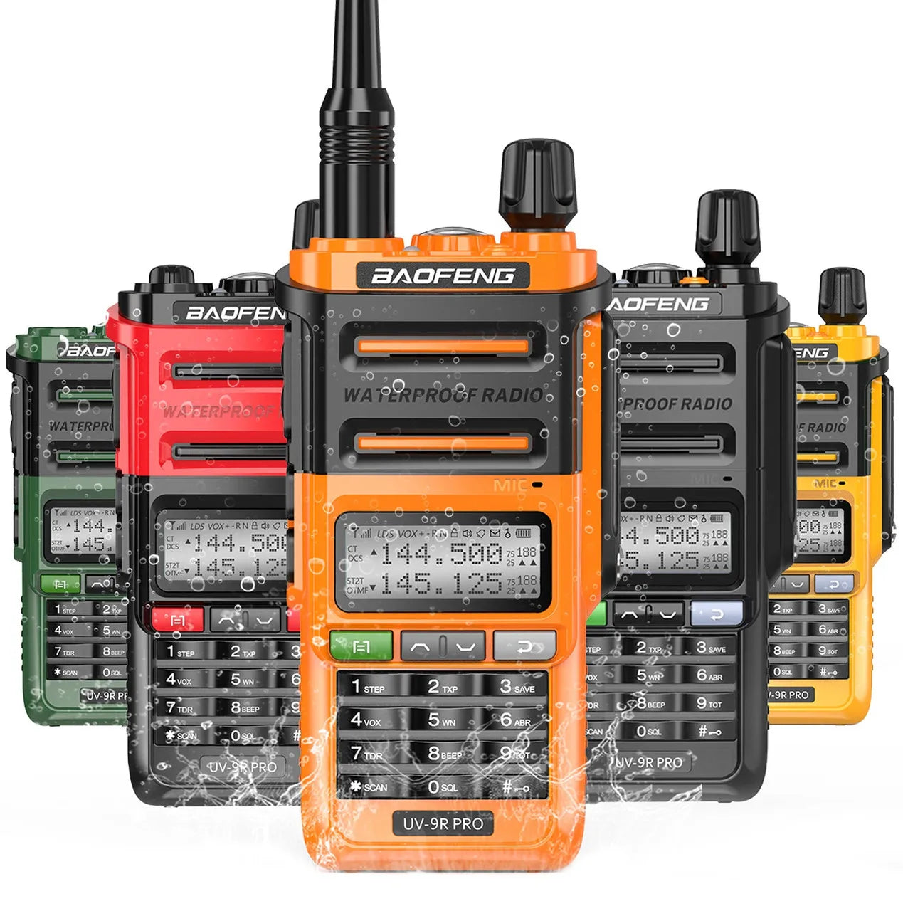 Waterproof Walkie Talkie Dual Band High Power Long Range Radio + Earpiece