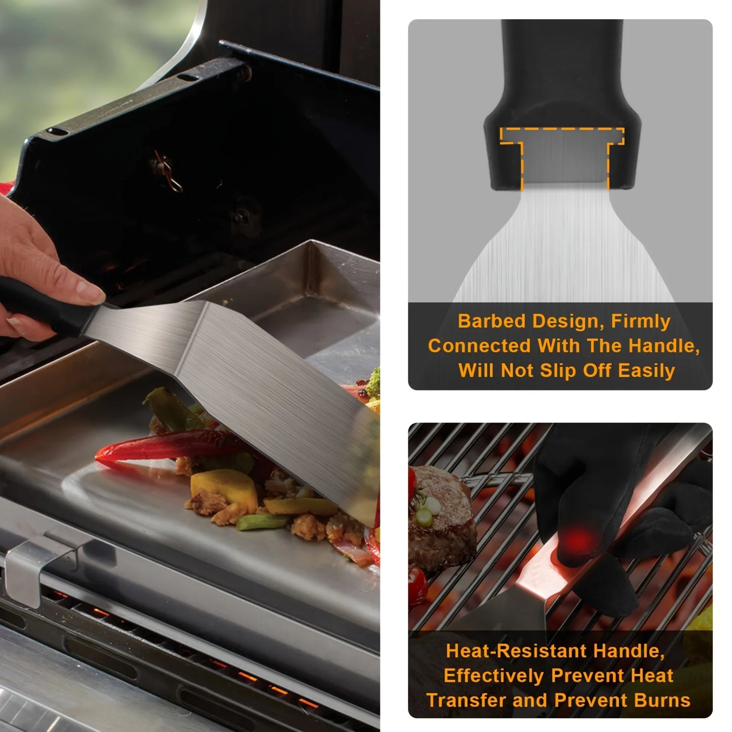 15-Piece Flat Top Grill Tool Set for Blackstone and Camping, Stainless Steel Accessory