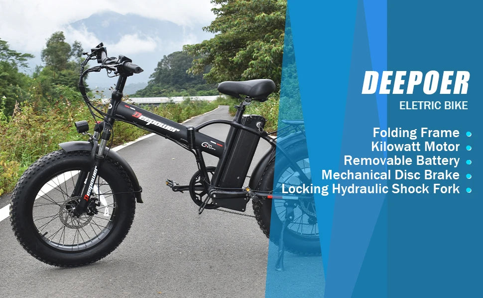 DEEPOWER G20Pro 1000W Folding Electric Bicycle 1000W 48V 25AH Fat Tire