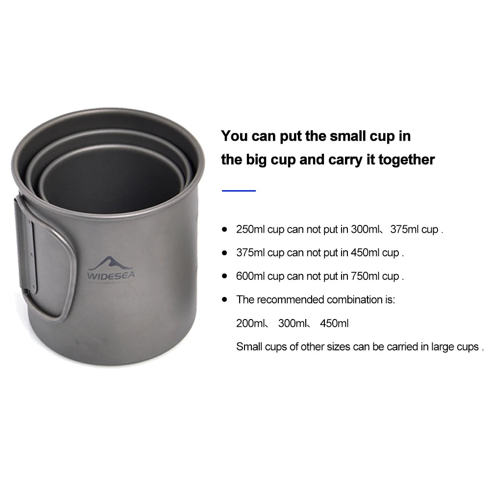 Camping Mug Titanium Cup Travel Cooking set Cookware Hiking