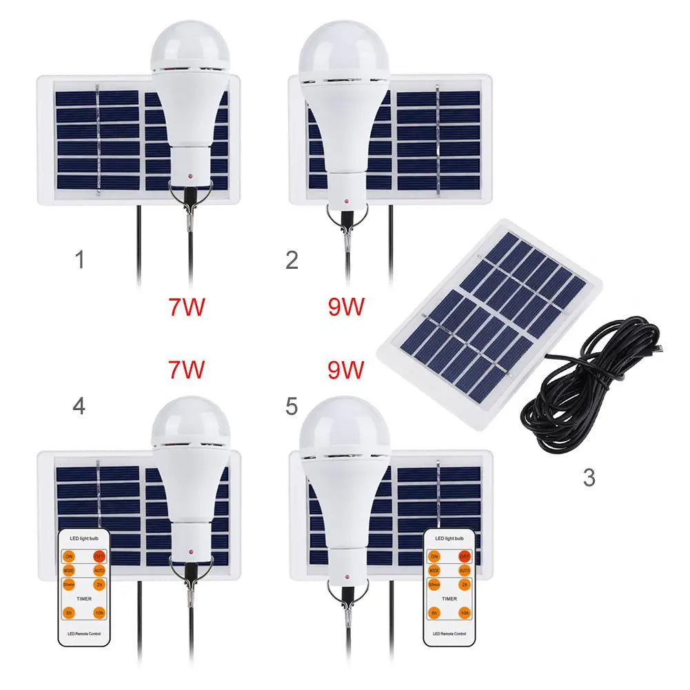 5 Modes 20 COB LED Solar Light Bulb Portable Hang USB Rechargeable Energy