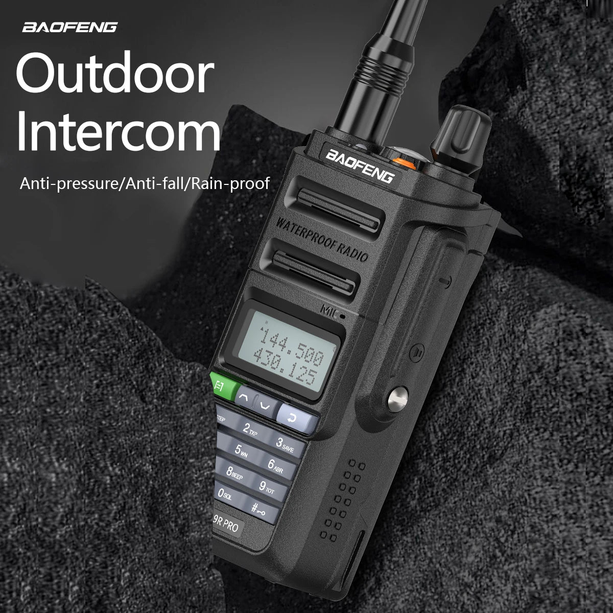 Waterproof Walkie Talkie UHF/VHF 8W Dual Band High Power Long Range Radio + Earpiece