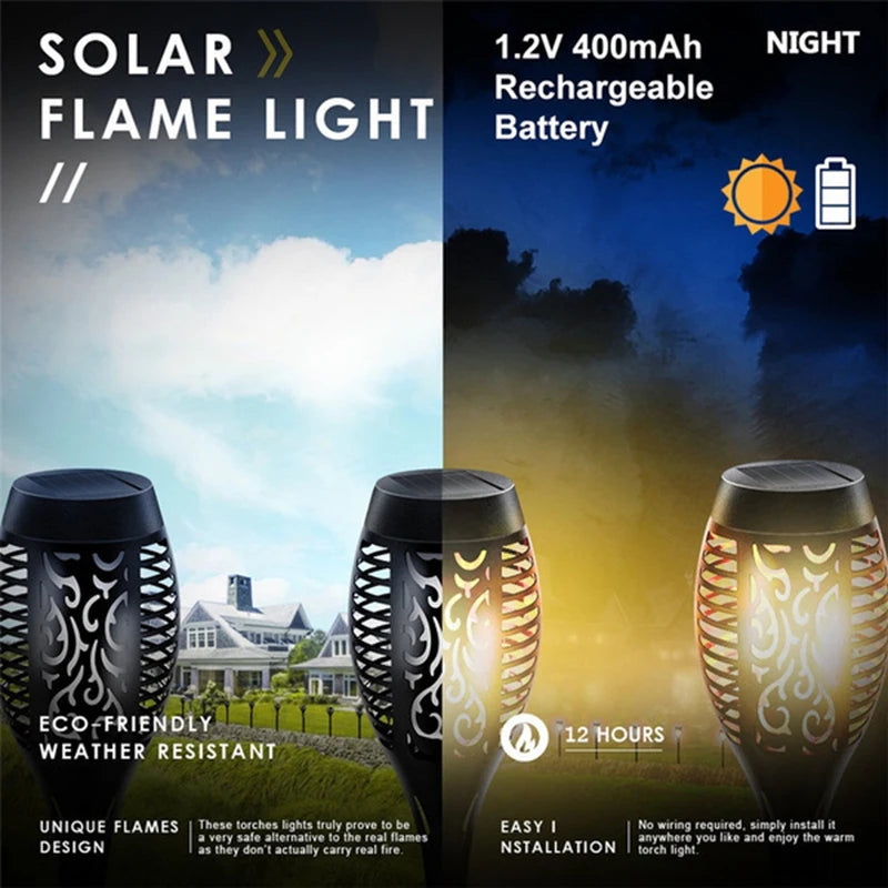 4-16Pcs Solar Flame Torch Lights Optional Flickering Light Waterproof