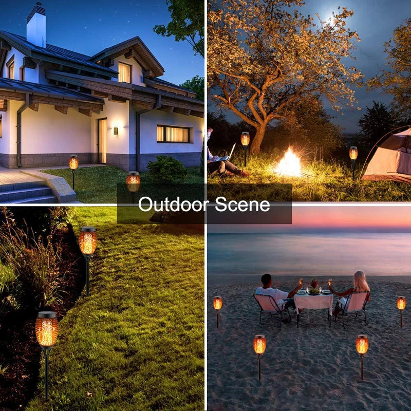 4-16Pcs Solar Flame Torch Lights Optional Flickering Light Waterproof