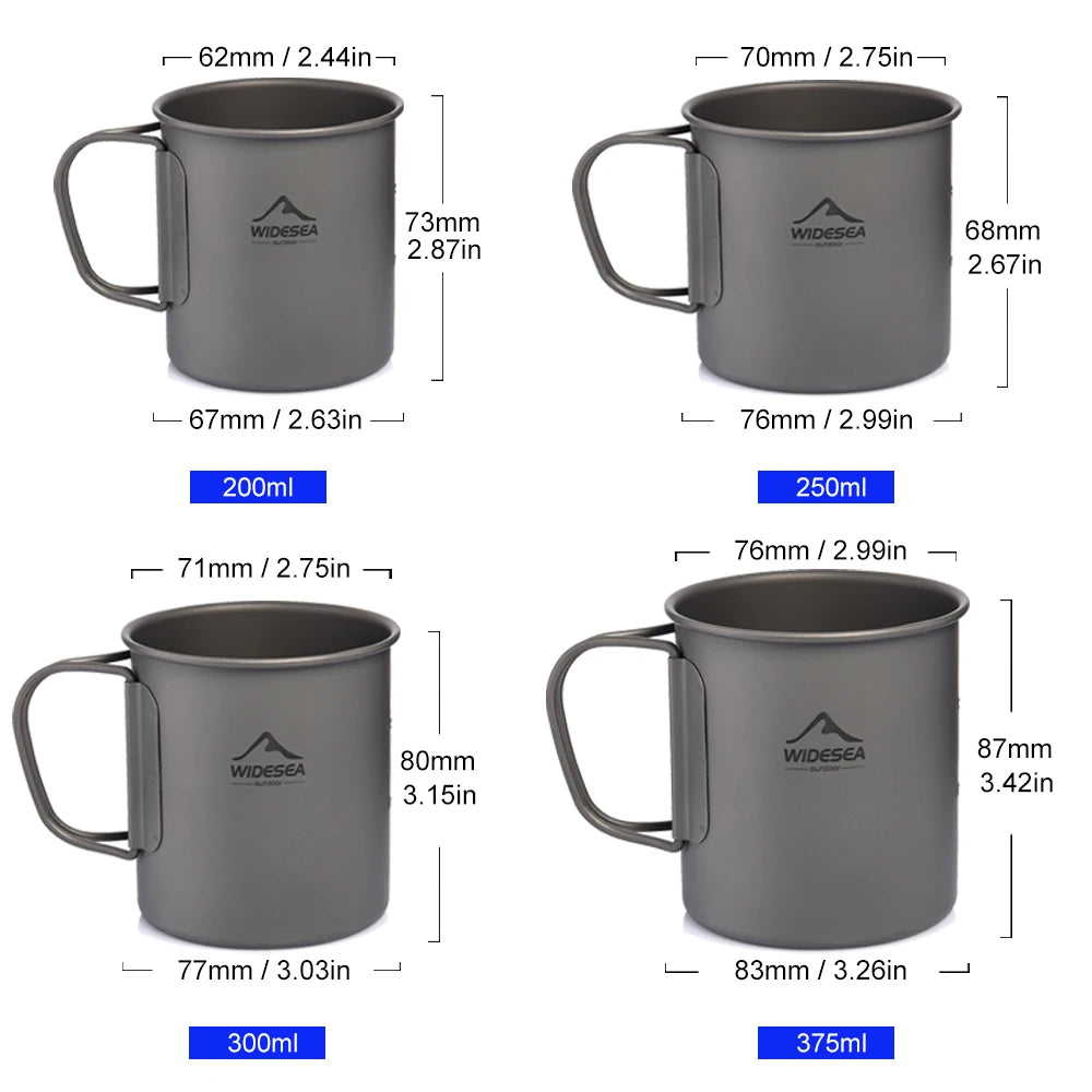 Camping Mug Titanium Cup Travel Cooking set Cookware Hiking