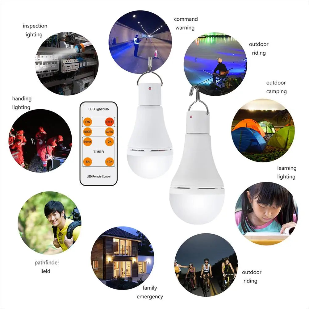 5 Modes 20 COB LED Solar Light Bulb Portable Hang USB Rechargeable Energy