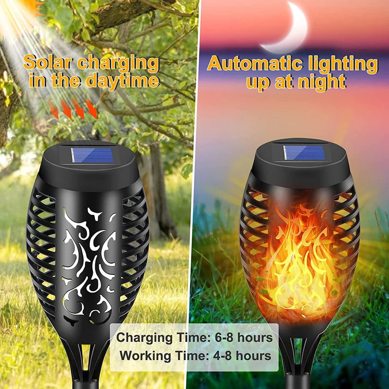 4-16Pcs Solar Flame Torch Lights Optional Flickering Light Waterproof