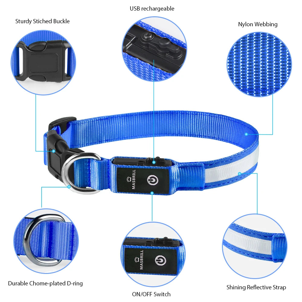 Dog Collar Luminous Waterproof Safety