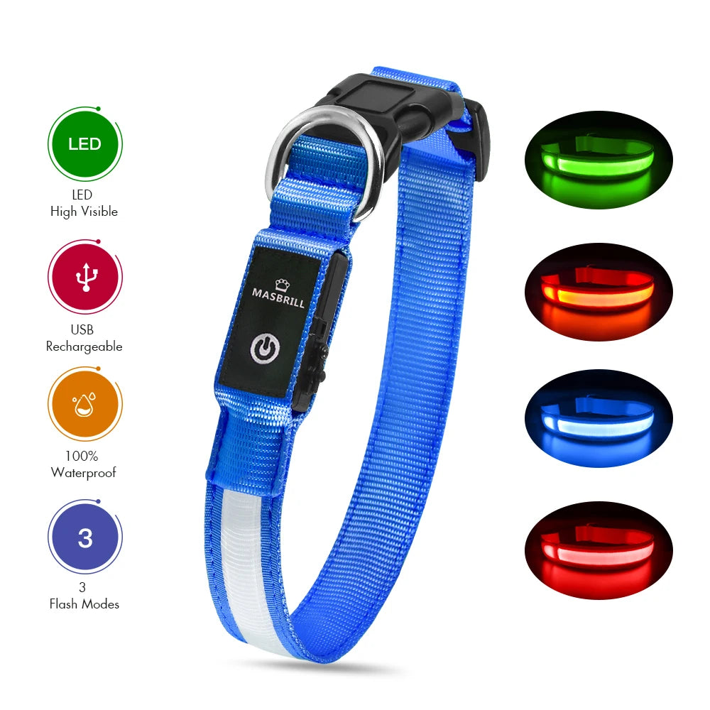 Dog Collar Luminous Waterproof Safety