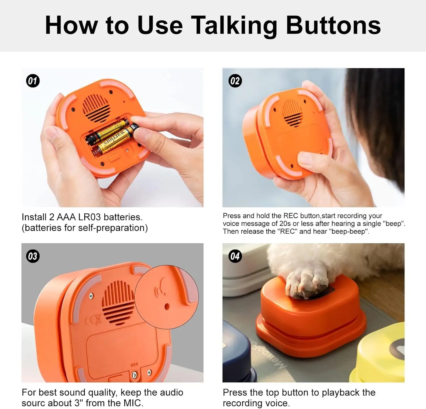 Dog Button Record Talking Pet Communication Vocal Training Interactive