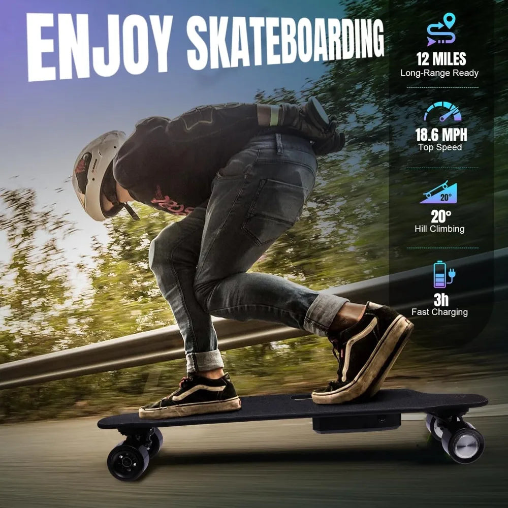 Electric Skateboard With Remote 18.6 Mph Top Speed