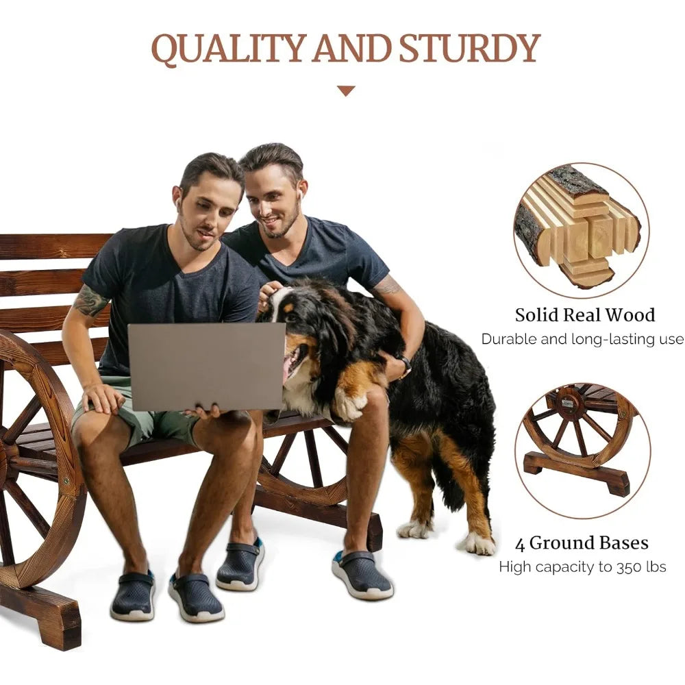 2-Person Patio Bench Wagon Slatted Seat