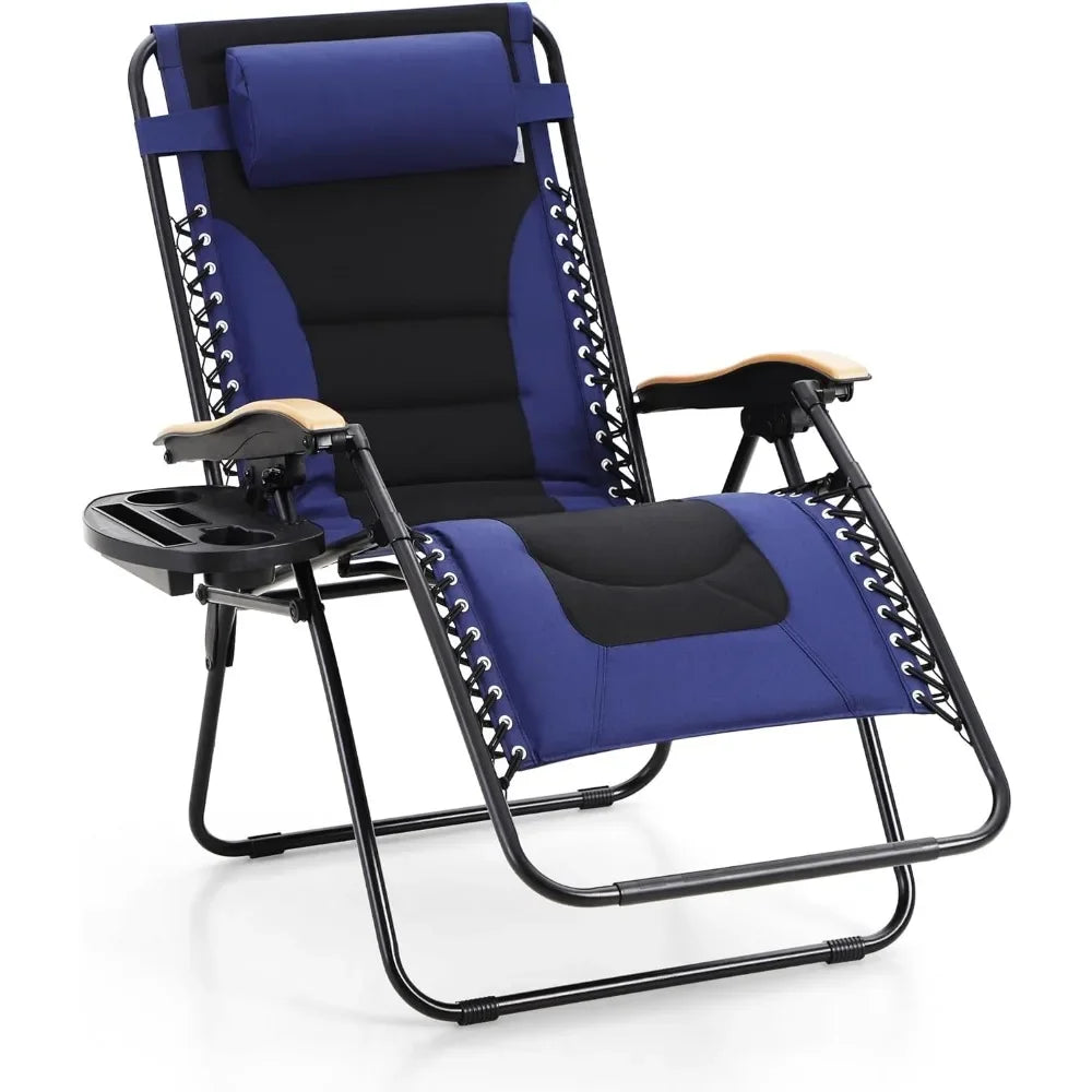 Foldable Chair Support 400LBS Blue Portable Fishing Lounger Camping Chair