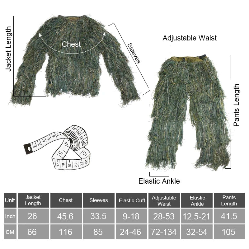 5pcs/set Camouflage Ghillie Suit Yowie Tactical Camo Suit for Hunting