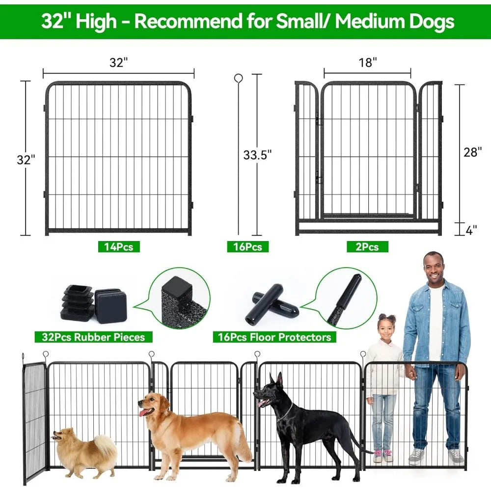 Door Pet Security Panels Black Metal 16PCS Rods Medium Dogs