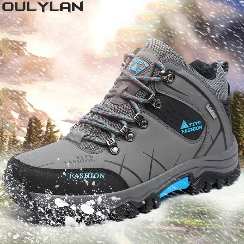 Thick Insulation Men Hiking Waterproof Trekking Boots Mountain Rubber Sole