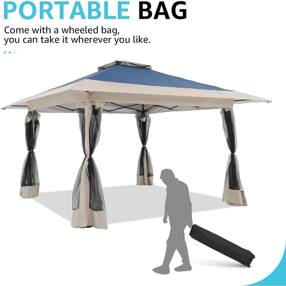 13’x13’ Pop Up Gazebo, with Metal Frame Mosquito Netting