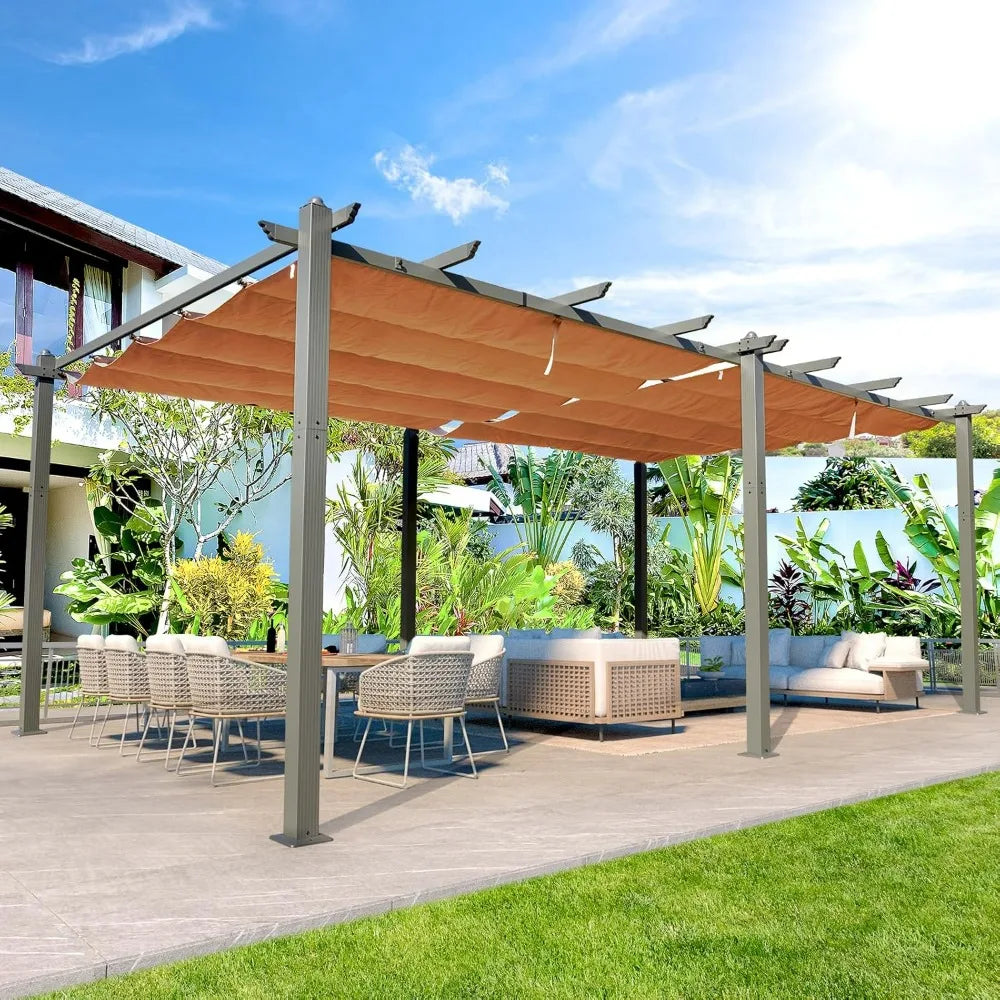 Canopy Outdoor,12 X 20 FT, with Retractable Canopy, Aluminum Frame