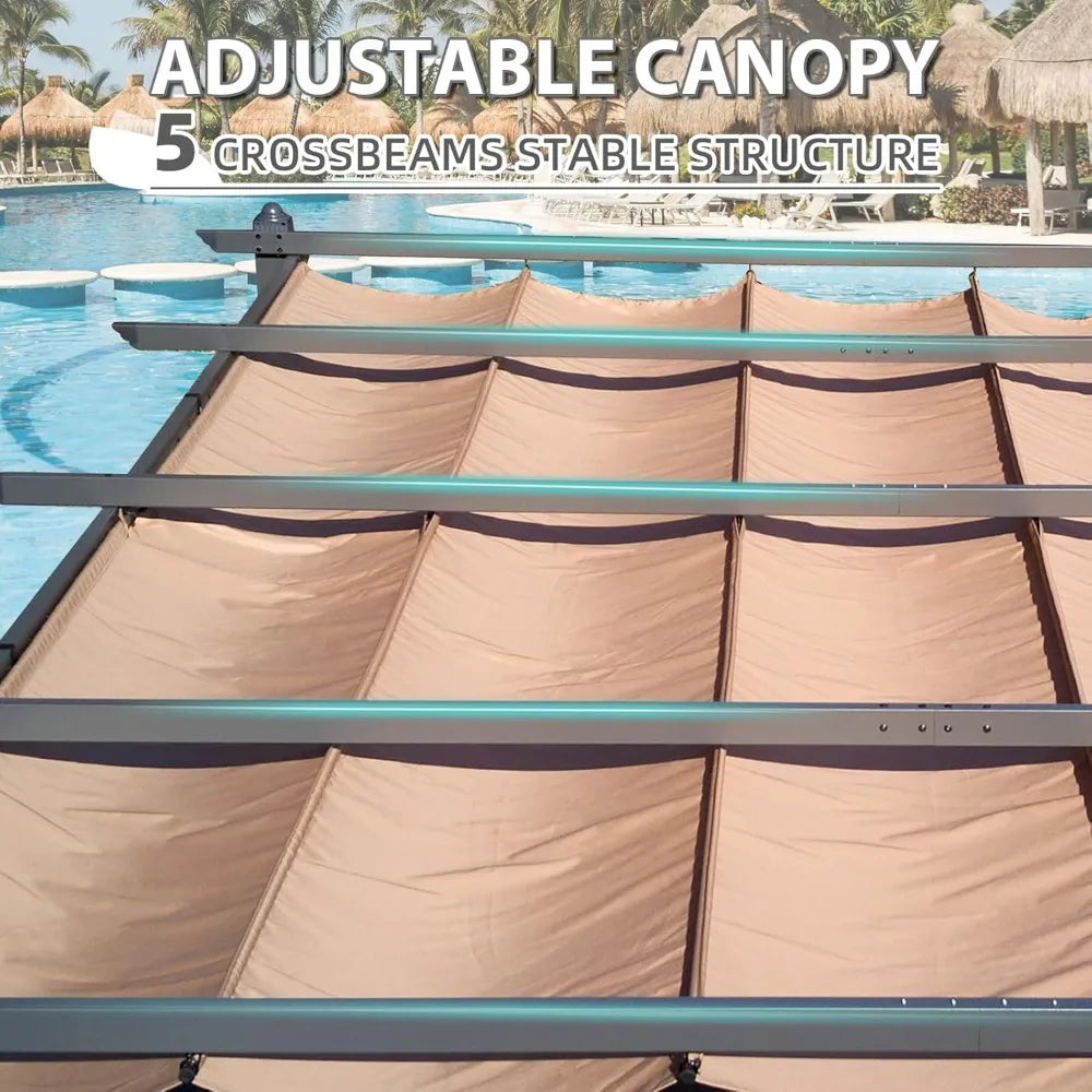 Canopy Outdoor,12 X 20 FT, with Retractable Canopy, Aluminum Frame