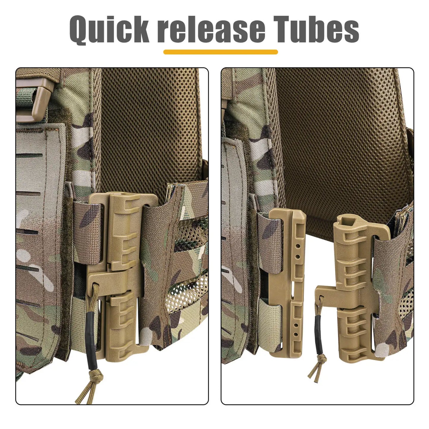 Tactical Vest Molle Laser Cut Front Panel Flap Plate Carrier Quick Release Tube