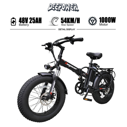 DEEPOWER G20Pro 1000W Folding Electric Bicycle 1000W 48V 25AH Fat Tire