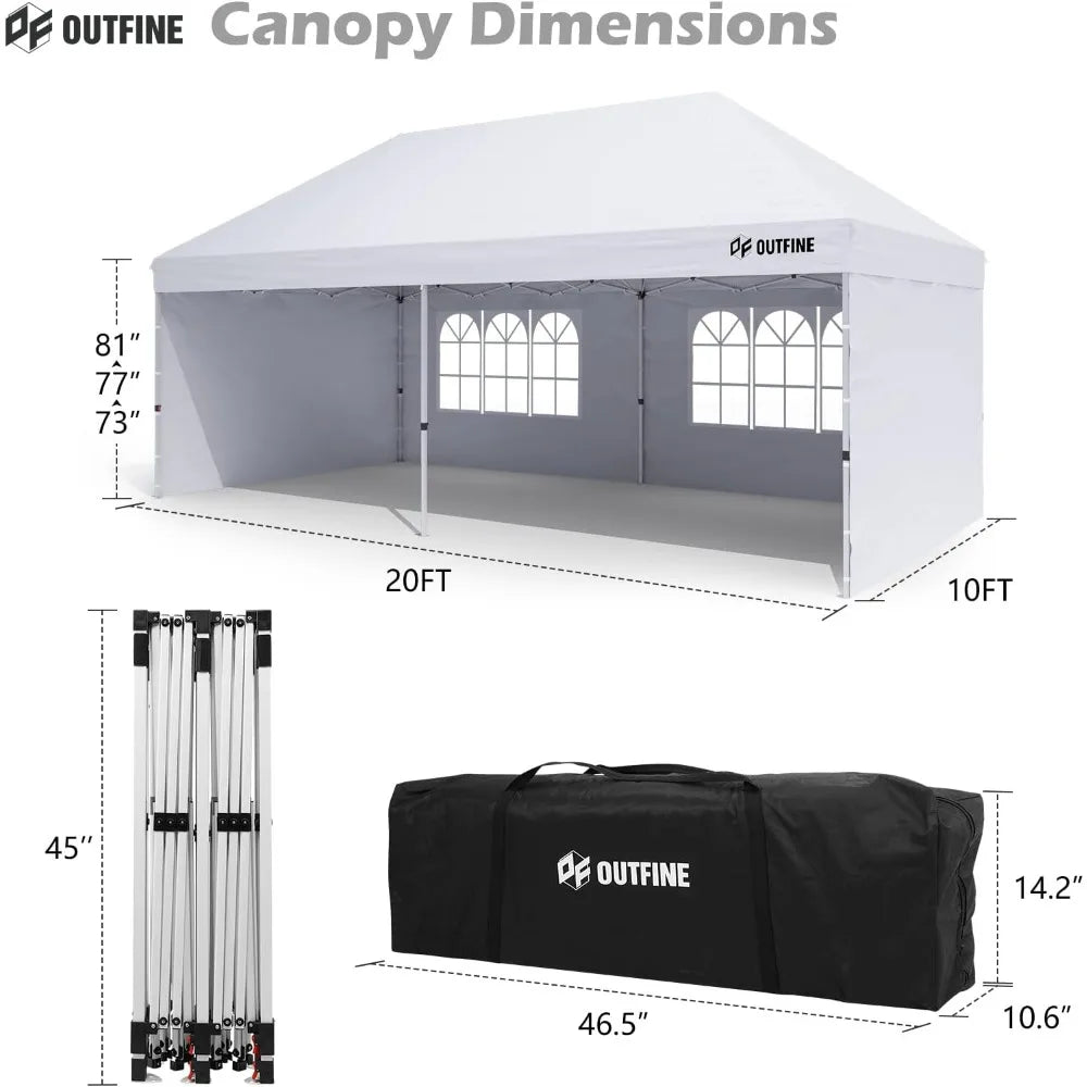 Canopy 10'X20' Pop Up Canopy Gazebo Commercial Tent with 4 Removable Sidewalls