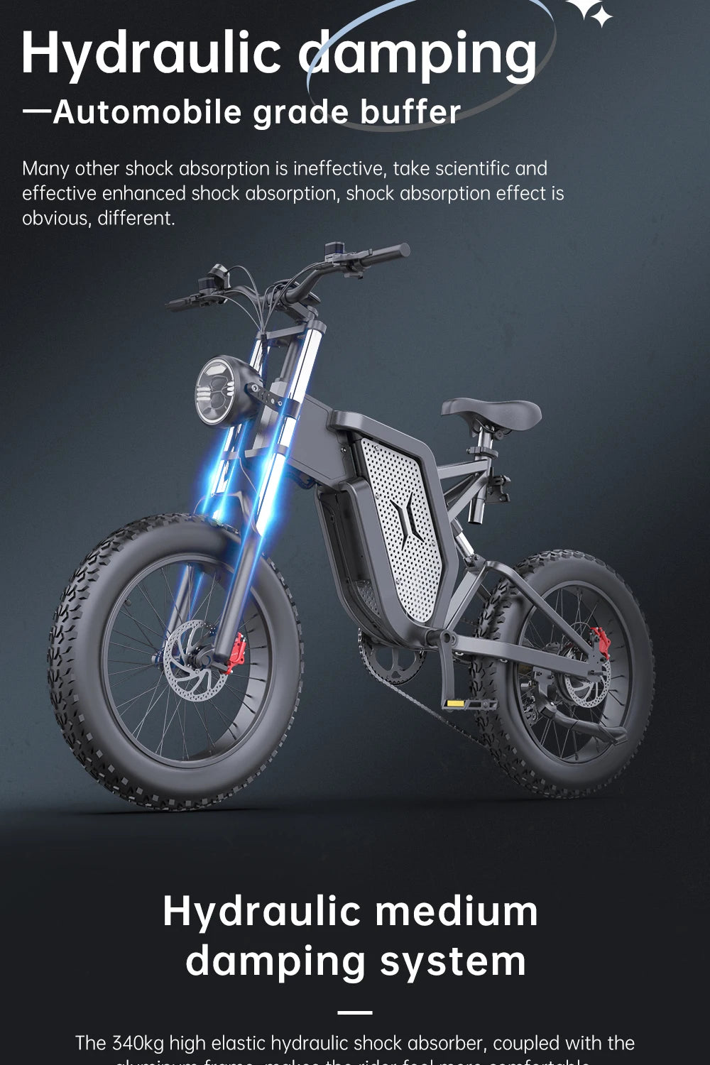 Electric Bike Moped 20 Inch Fat Tire 2000W 48V 10AH Road Aluminum