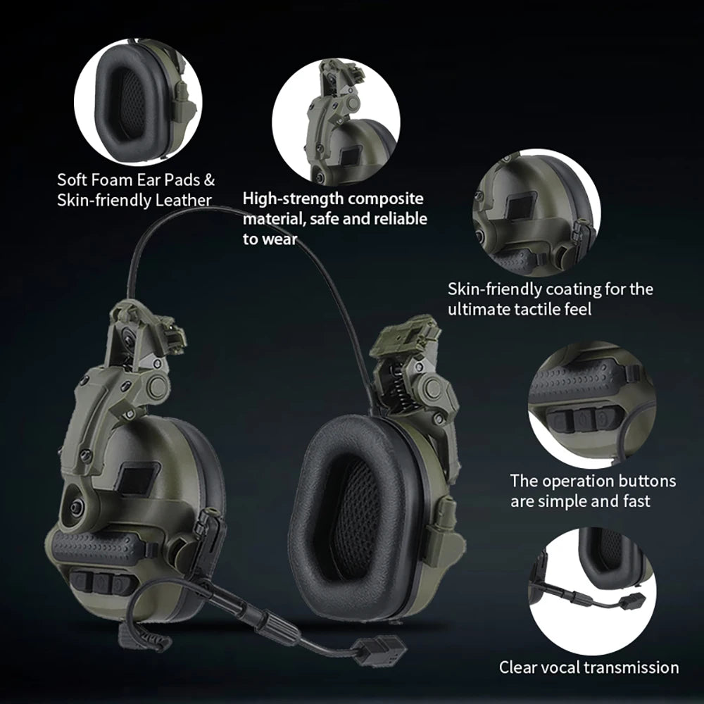 Tactical Headset Without Pickup and Active Noise Reduction Helmet Version